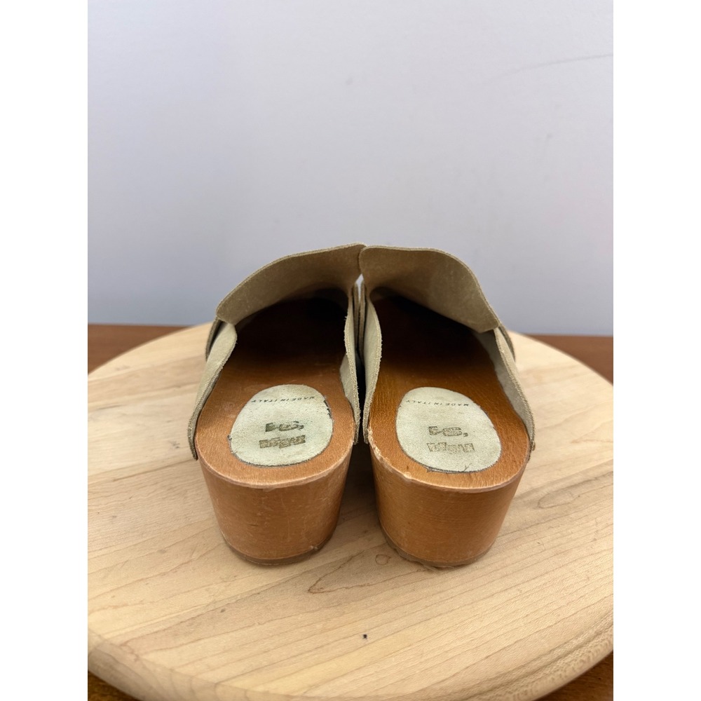 MA '91 Suede Wooden Clogs Womens 40 US 10 Beige Studded Italian Boho Mules Italy - Picture 4 of 8